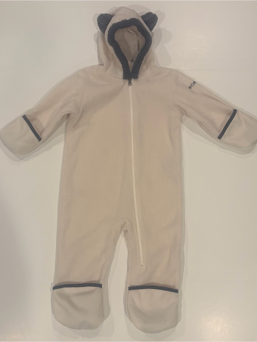 Columbia Beige Fleece Baby One-Piece with Hood - Size 18-24 months